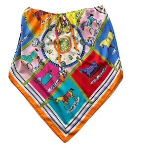 Piccola Bella Southampton Scarf Top‎ Horse Print Small Vacation Beach Coastal